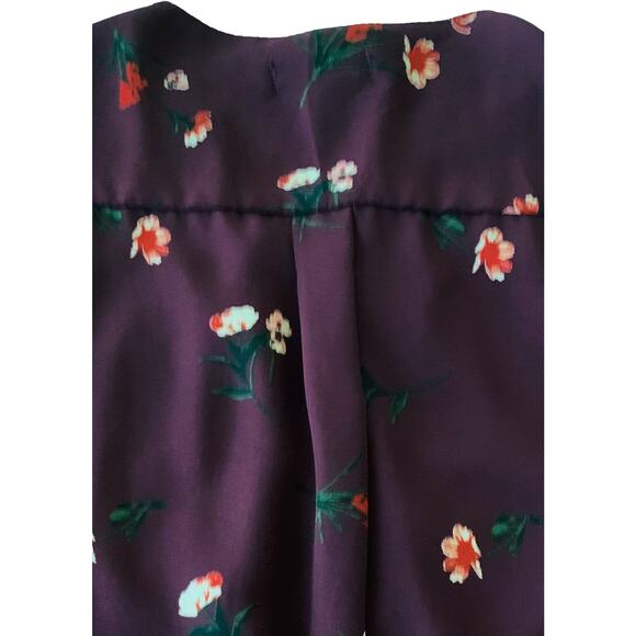 ORANGE KISS LONG SLEEVE V-NECK HALF-ZIP BLOUSE, WOMENS, 3X, BURGUNDY W/FLOWERS - Picture 6 of 12